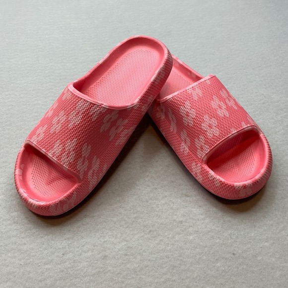 Unbranded Shoes - Unbranded Pink Floral Cloud Slides Thick Platform Comfort Sandals Size 9/10